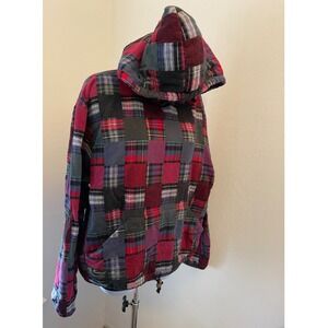 Vermont Flannel Co‎ Patchwork Hoodie Pullover Multicolor Plaid Cotton Medium Red